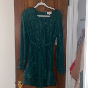 Green cocktail dress with shimmer detail